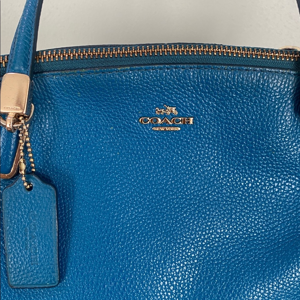 Coach Blue Leather Satchel Bag - Picture 2 of 16